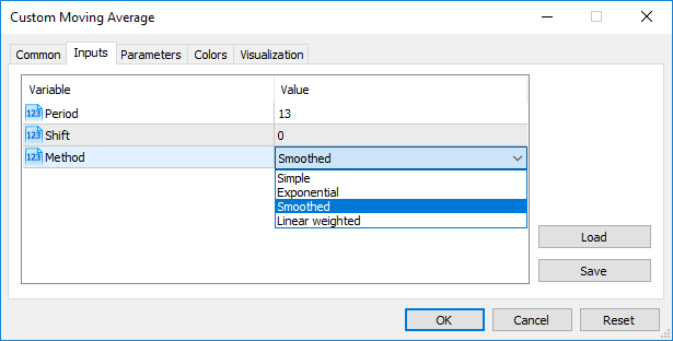 Werteinstellung fuer input-Parameter 