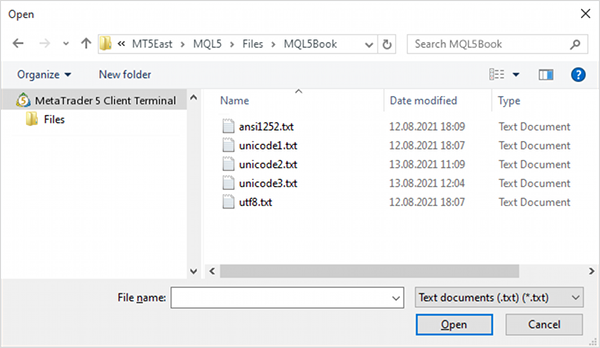 Windows file and folder selection dialog