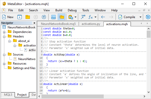 Built-in development environment MetaEditor