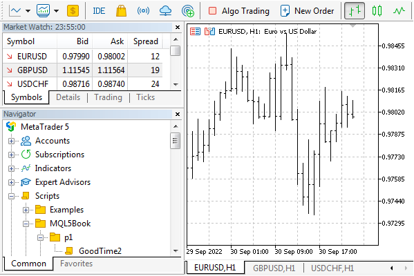 MetaTrader 5 Navigator with a Compiled MQL Program