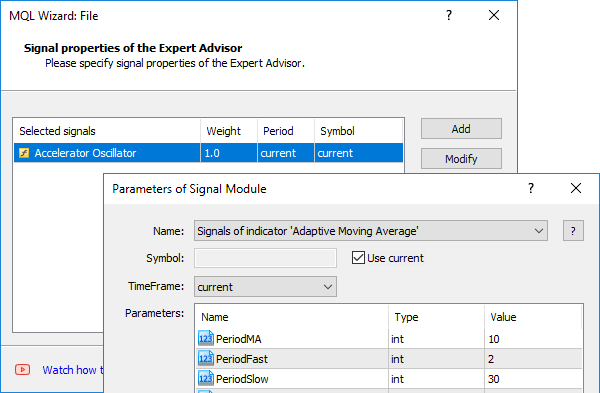 Generation of a ready expert. Step 3. Setting up trading signals