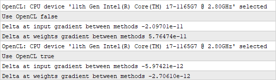 Results of comparing analytical and empirical error gradients