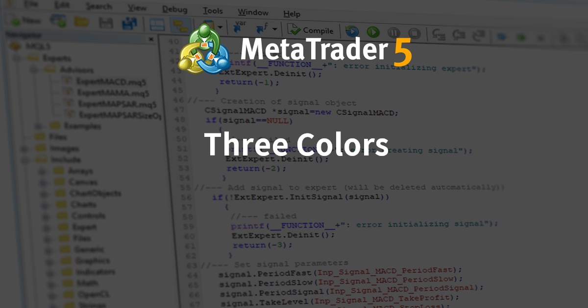 在MQL5代码库免费下载MetaTrader 4的'Three Colors' ('MetaQuotes')指标, 2005.09.15